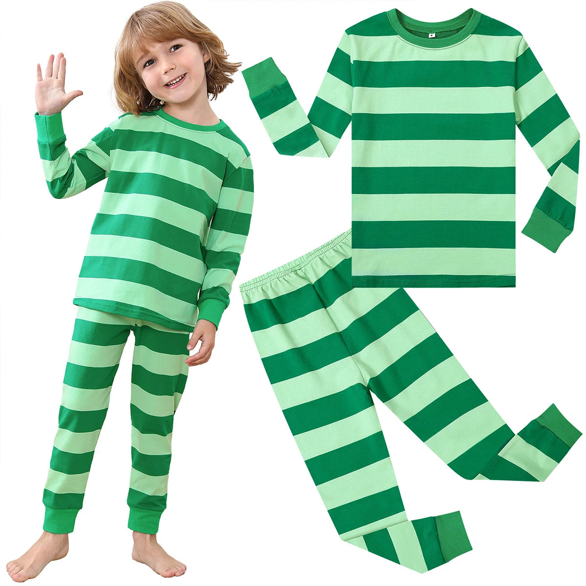 Kids Christmas Pyjamas Infant Boys Girls Santa Claus Pajamas Toddler Xmas Elk Nightwear Elf New Year Gift Green Red Clothes Pjs