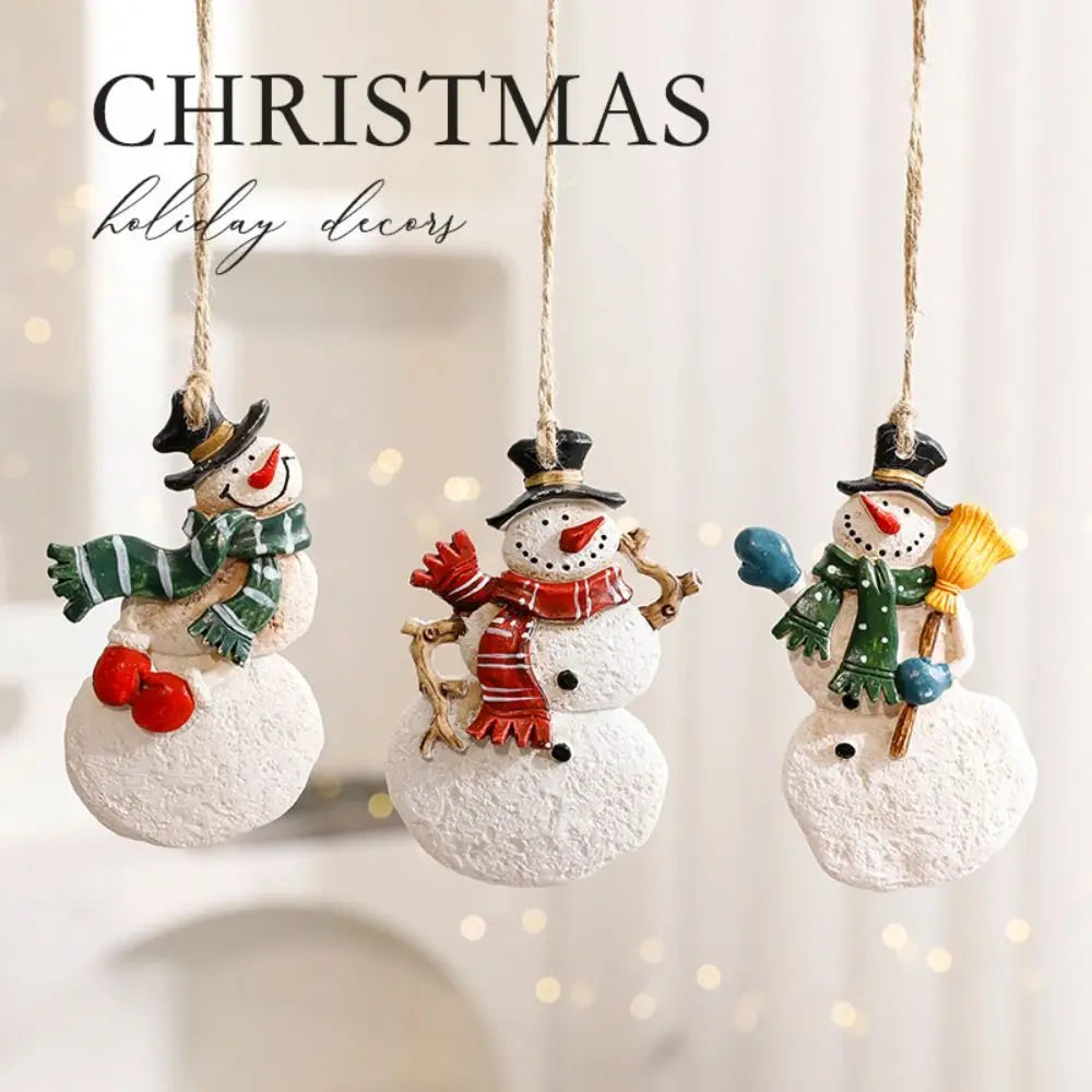 Resin Christmas Resin Pendant Snowman Santa Clause Christmas Tree Hanging Ornament Hanging DIY Xmas Pendant Festive Ornaments