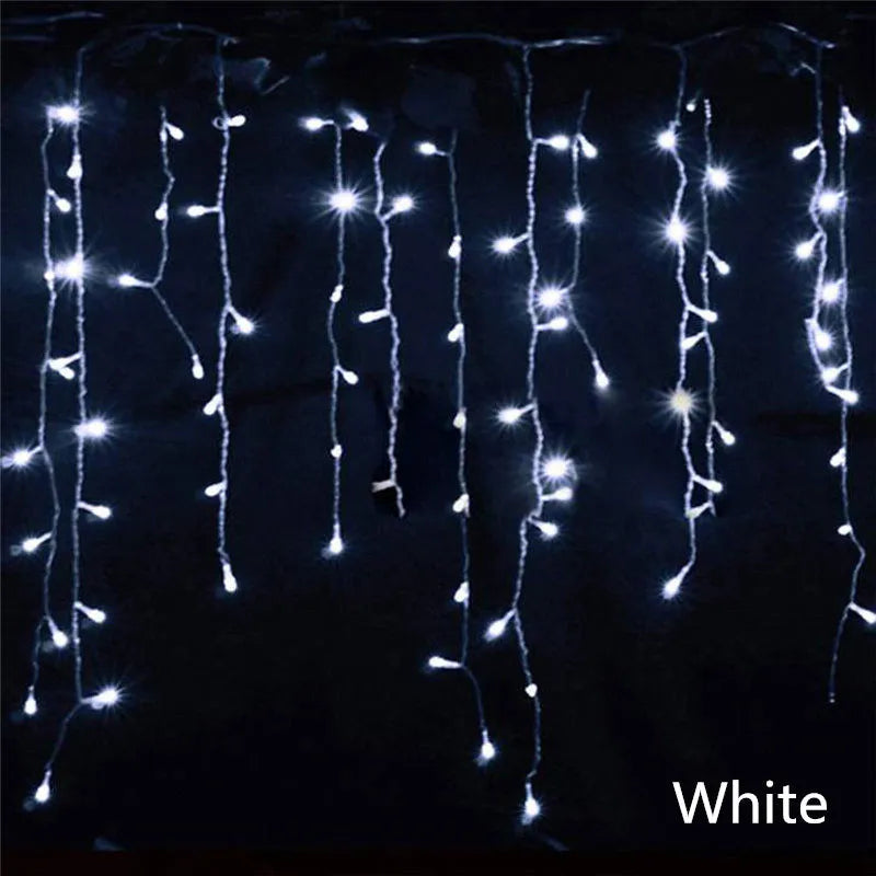 Weihnachtsbeleuchtung Außenbereich Dekoration 4m Länge 0,4-0,6m Fallhöhe LED Vorhang Eiszapfen Lichterkette Garten Weihnachtsfeier Deko-Beleuchtung