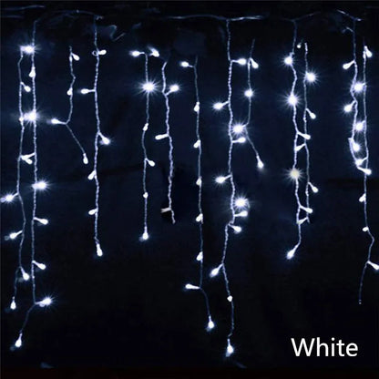 Weihnachtsbeleuchtung Außenbereich Dekoration 4m Länge 0,4-0,6m Fallhöhe LED Vorhang Eiszapfen Lichterkette Garten Weihnachtsfeier Deko-Beleuchtung