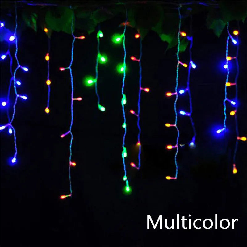 Weihnachtsbeleuchtung Außenbereich Dekoration 4m Länge 0,4-0,6m Fallhöhe LED Vorhang Eiszapfen Lichterkette Garten Weihnachtsfeier Deko-Beleuchtung