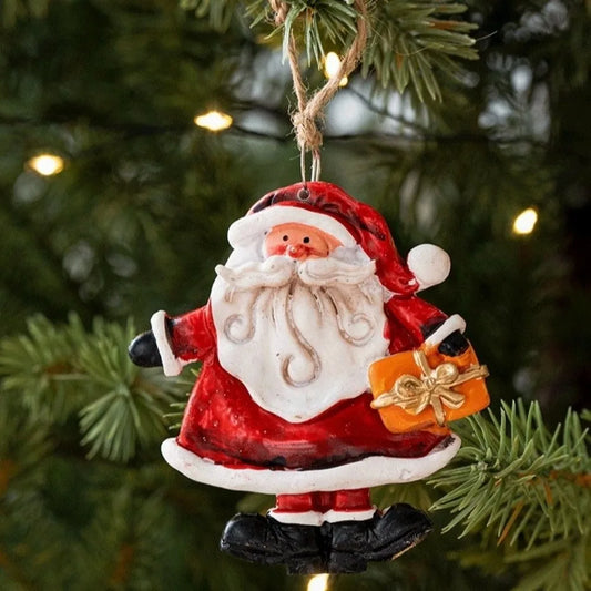 Cartoon Christmas Hanging Ornaments Resin DIY Craft Snowman Pendant Handmade Santa Claus Figurine Home Decorations