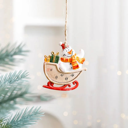 Resin Christmas Resin Pendant Snowman Santa Clause Christmas Tree Hanging Ornament Hanging DIY Xmas Pendant Festive Ornaments