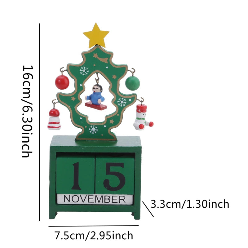 Christmas Count Down Calendar Santa Claus Elk Snowman Wooden Calendar Christmas Ornaments Home Desktop Decoration New Year Gifts