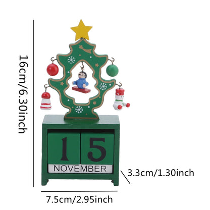 Christmas Count Down Calendar Santa Claus Elk Snowman Wooden Calendar Christmas Ornaments Home Desktop Decoration New Year Gifts