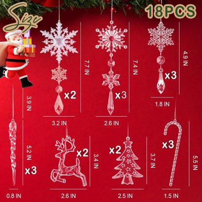 18/36Acrylic Hanging Christmas Tree Ornaments Hanging Acrylic Christmas Decorations Icicles Water Drop Pendants Hanging Decorati