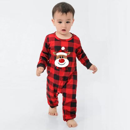 2025 New Deer Plaid Print Pajamas Set for Family Matching Christmas Pyjamas Adults Kids Casual 2 Pieces Suit Homewear Xmas Look