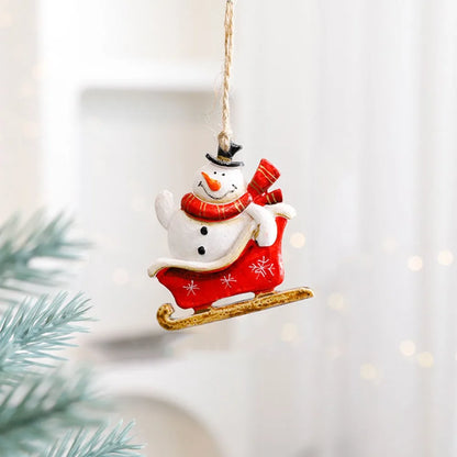Resin Christmas Resin Pendant Snowman Santa Clause Christmas Tree Hanging Ornament Hanging DIY Xmas Pendant Festive Ornaments