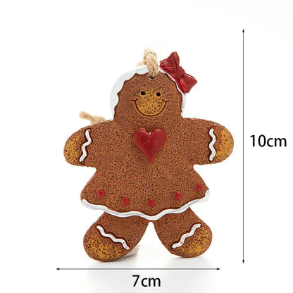 Christmas Tree Hanging Ornaments Resin Gingerbread Man Pendant Merry Christmas Decorations for Home Xmas Gifts Navidad Noel