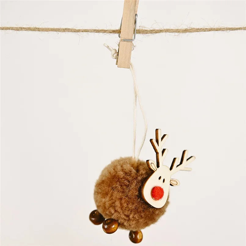 Christmas Ornaments Wooden Elk Hanging Pendant Ornament Christmas Tree Decor for Home New Year 2024 Noel Navidad Decorations