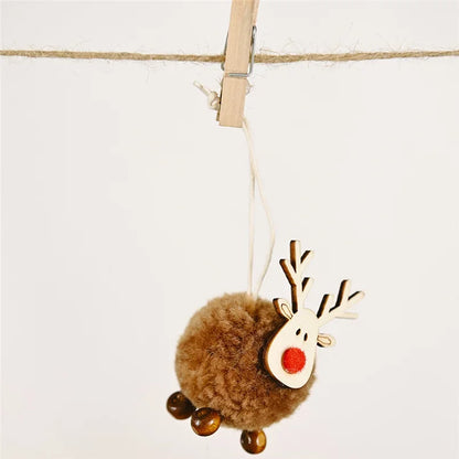Christmas Ornaments Wooden Elk Hanging Pendant Ornament Christmas Tree Decor for Home New Year 2024 Noel Navidad Decorations
