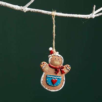 Christmas Tree Hanging Ornaments Resin Gingerbread Man Pendant Merry Christmas Decorations for Home Xmas Gifts Navidad Noel