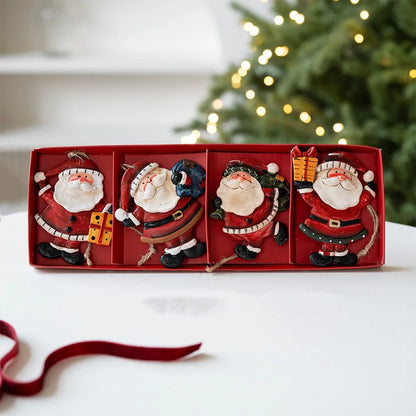 Cartoon Christmas Hanging Ornaments Resin DIY Craft Snowman Pendant Handmade Santa Claus Figurine Home Decorations