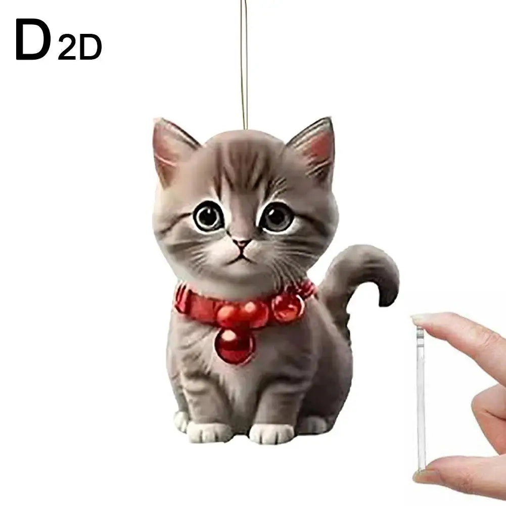 Christmas Tree Hanging Ornaments 2D Acrylic Cat Shaped Pendants Christmas Decorations For Home 2024 Xmas Gifts New Year 2025