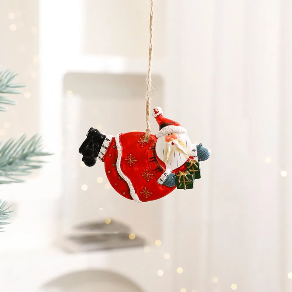 Resin Christmas Resin Pendant Snowman Santa Clause Christmas Tree Hanging Ornament Hanging DIY Xmas Pendant Festive Ornaments