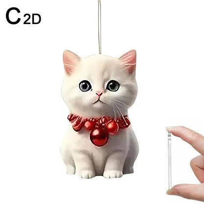 Christmas Tree Hanging Ornaments 2D Acrylic Cat Shaped Pendants Christmas Decorations For Home 2024 Xmas Gifts New Year 2025