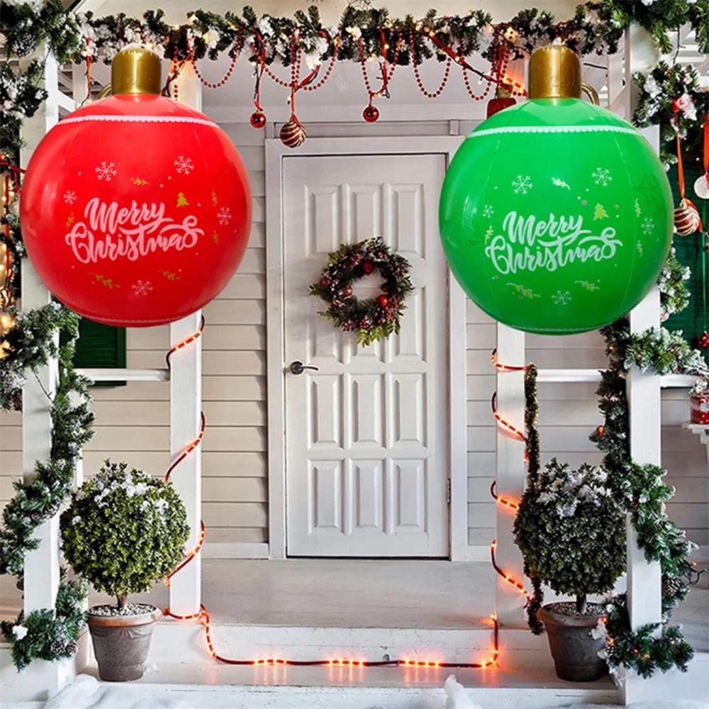55CM Christmas Inflatable Ball Outdoor Garden Decorations PVC Giant Xmas Ball Christmas Large Balls Toy New Year Party Decors