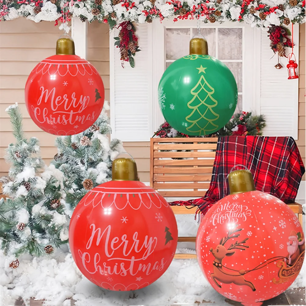 55CM Christmas Inflatable Ball Outdoor Garden Decorations PVC Giant Xmas Ball Christmas Large Balls Toy New Year Party Decors