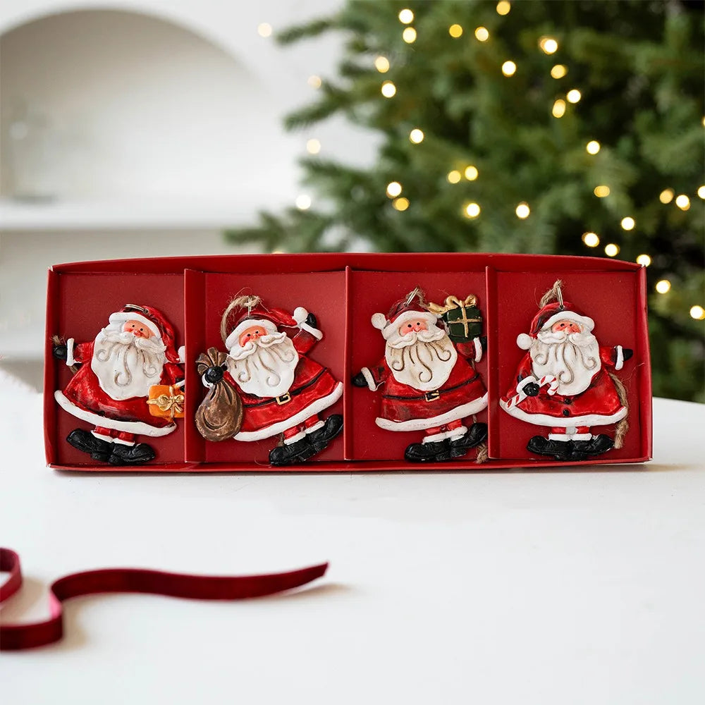 Cartoon Christmas Hanging Ornaments Resin DIY Craft Snowman Pendant Handmade Santa Claus Figurine Home Decorations