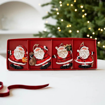 Cartoon Christmas Hanging Ornaments Resin DIY Craft Snowman Pendant Handmade Santa Claus Figurine Home Decorations