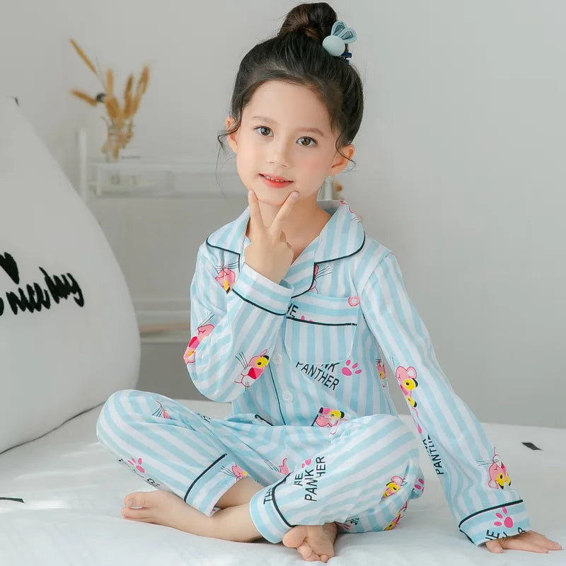 Children Pajamas Sets Cotton 2024 Spring Kids Cartoon Homewear Suit Girls Casual Long Sleeve Christmas Pyjamas Set Sleepwear