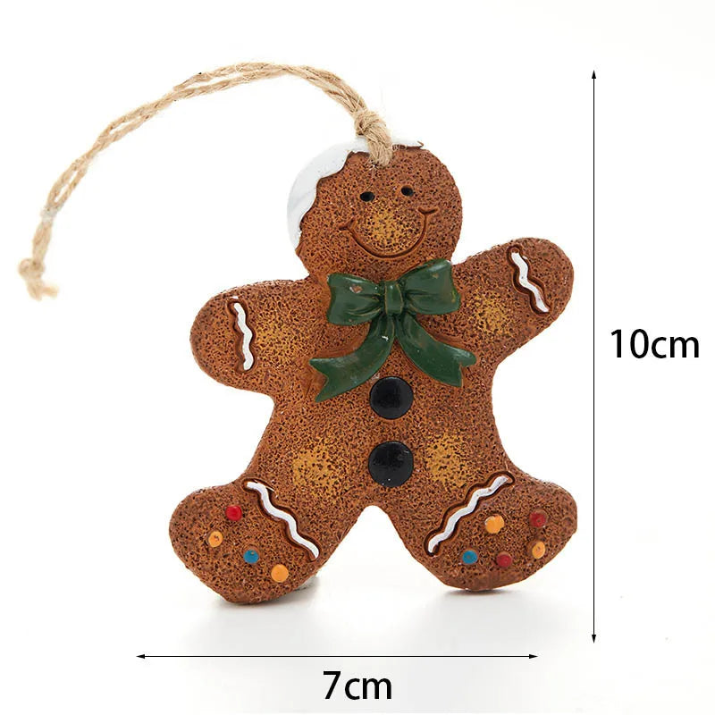 Christmas Tree Hanging Ornaments Resin Gingerbread Man Pendant Merry Christmas Decorations for Home Xmas Gifts Navidad Noel