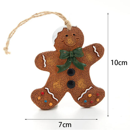 Christmas Tree Hanging Ornaments Resin Gingerbread Man Pendant Merry Christmas Decorations for Home Xmas Gifts Navidad Noel