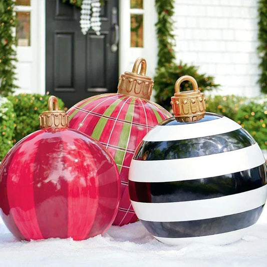 2025 Christmas 60cm Outdoor Inflatable Ball PVC Giant Big Ball Tree Ornament Outdoor Toy Ball Christmas Gift Ornament 2026