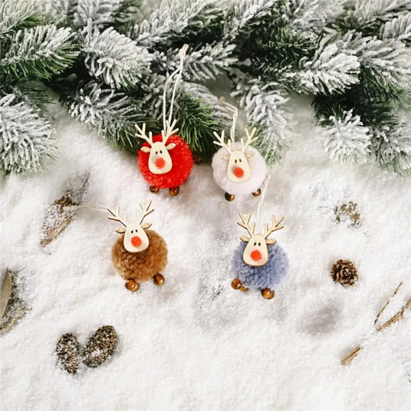 Christmas Ornaments Wooden Elk Hanging Pendant Ornament Christmas Tree Decor for Home New Year 2024 Noel Navidad Decorations
