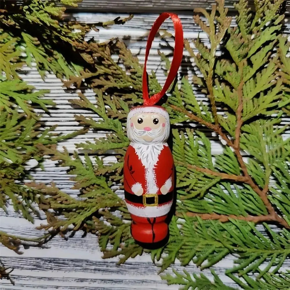 Christmas Tree Christmas Tree Ornament Hanging Pendant Funny Santa Santa Tree Pendant Wooden Xmas Dolls Christmas Decoration