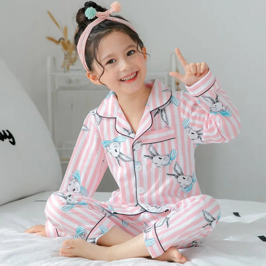 Children Pajamas Sets Cotton 2024 Spring Kids Cartoon Homewear Suit Girls Casual Long Sleeve Christmas Pyjamas Set Sleepwear