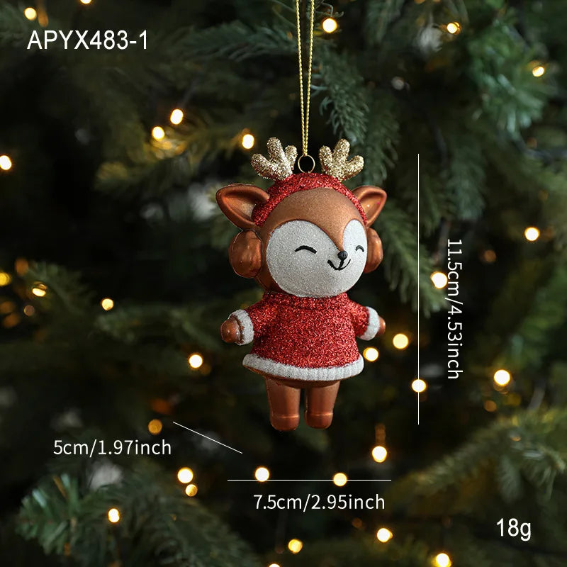 Christmas Hanging Pendant Bright Plastic Hanging Ornament Cartoon Ornament Eye-Catching Christmas Tree Decoration For Gift