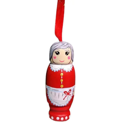 Christmas Tree Christmas Tree Ornament Hanging Pendant Funny Santa Santa Tree Pendant Wooden Xmas Dolls Christmas Decoration
