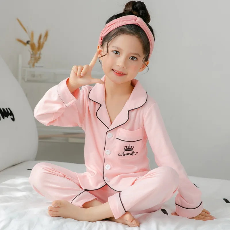 Children Pajamas Sets Cotton 2024 Spring Kids Cartoon Homewear Suit Girls Casual Long Sleeve Christmas Pyjamas Set Sleepwear