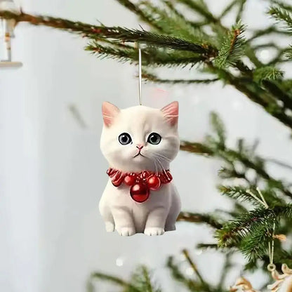 Christmas Tree Hanging Ornaments 2D Acrylic Cat Shaped Pendants Christmas Decorations For Home 2024 Xmas Gifts New Year 2025