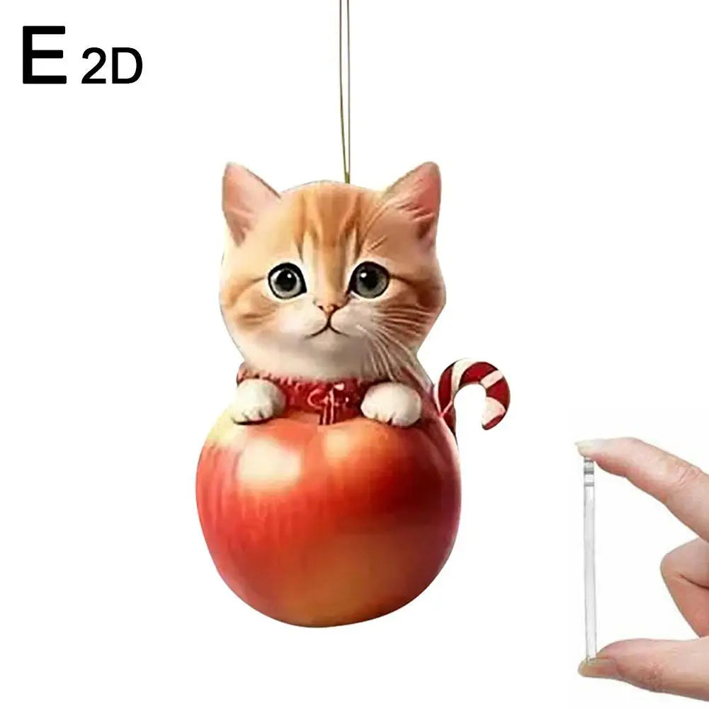 Christmas Tree Hanging Ornaments 2D Acrylic Cat Shaped Pendants Christmas Decorations For Home 2024 Xmas Gifts New Year 2025