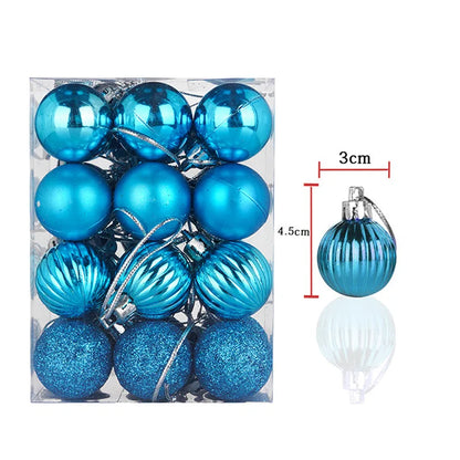 Christmas Ball Ornaments 24PCS Tree Decorations Hanging Red Plastic Pendant For Holiday Wedding Party Holiday Seasonal Supplies