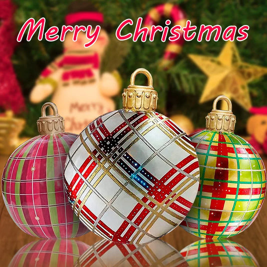 Christmas Inflatable Decorated Ball 60cm PVC Giant Big Large Balls Xmas Tree Decoration Toy Ball without Light Ornament Home New