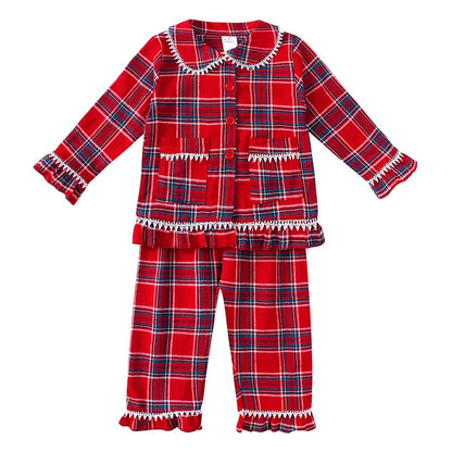 Christmas Pyjamas Sets for Kids 1-13 Years Cotton Loungewear Sibling Pajamas Winter Baby Boys Girls Soft Plaid Children Clothes