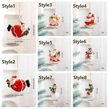 Resin Christmas Resin Pendant Snowman Santa Clause Christmas Tree Hanging Ornament Hanging DIY Xmas Pendant Festive Ornaments