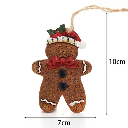 Christmas Tree Hanging Ornaments Resin Gingerbread Man Pendant Merry Christmas Decorations for Home Xmas Gifts Navidad Noel