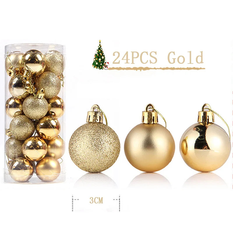 24pcs Christmas Balls Christmas Tree Decoration Christmas Tree Ornaments Hanging Ball Christmas Tree Accessories Home Decoration