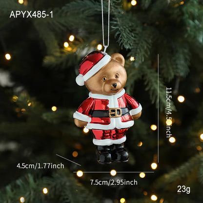 Christmas Hanging Pendant Bright Plastic Hanging Ornament Cartoon Ornament Eye-Catching Christmas Tree Decoration For Gift