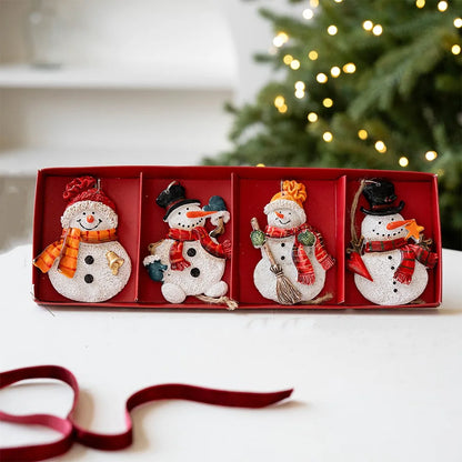 Cartoon Christmas Hanging Ornaments Resin DIY Craft Snowman Pendant Handmade Santa Claus Figurine Home Decorations