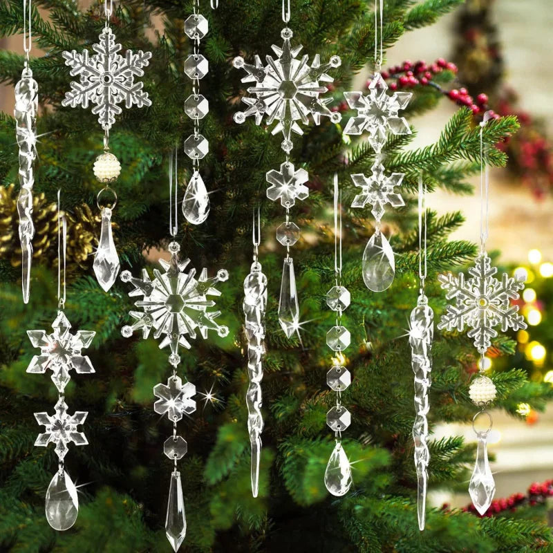 18/36Acrylic Hanging Christmas Tree Ornaments Hanging Acrylic Christmas Decorations Icicles Water Drop Pendants Hanging Decorati