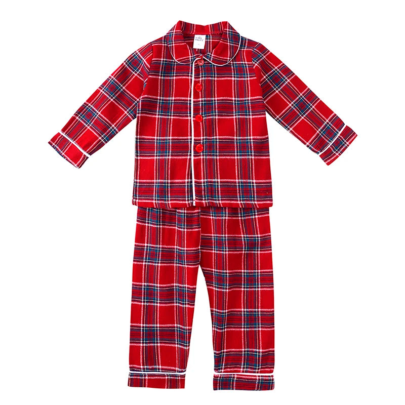 Christmas Pyjamas Sets for Kids 1-13 Years Cotton Loungewear Sibling Pajamas Winter Baby Boys Girls Soft Plaid Children Clothes