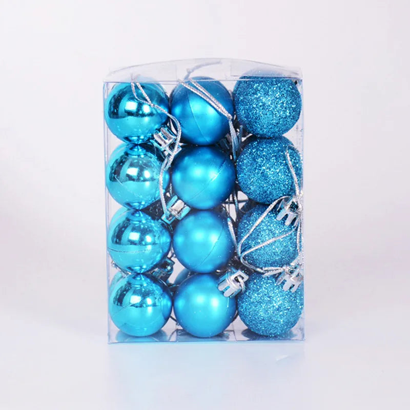 Christmas Ball Ornaments 24PCS Tree Decorations Hanging Red Plastic Pendant For Holiday Wedding Party Holiday Seasonal Supplies
