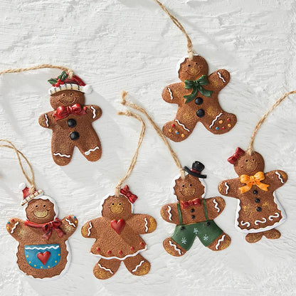 Christmas Tree Hanging Ornaments Resin Gingerbread Man Pendant Merry Christmas Decorations for Home Xmas Gifts Navidad Noel