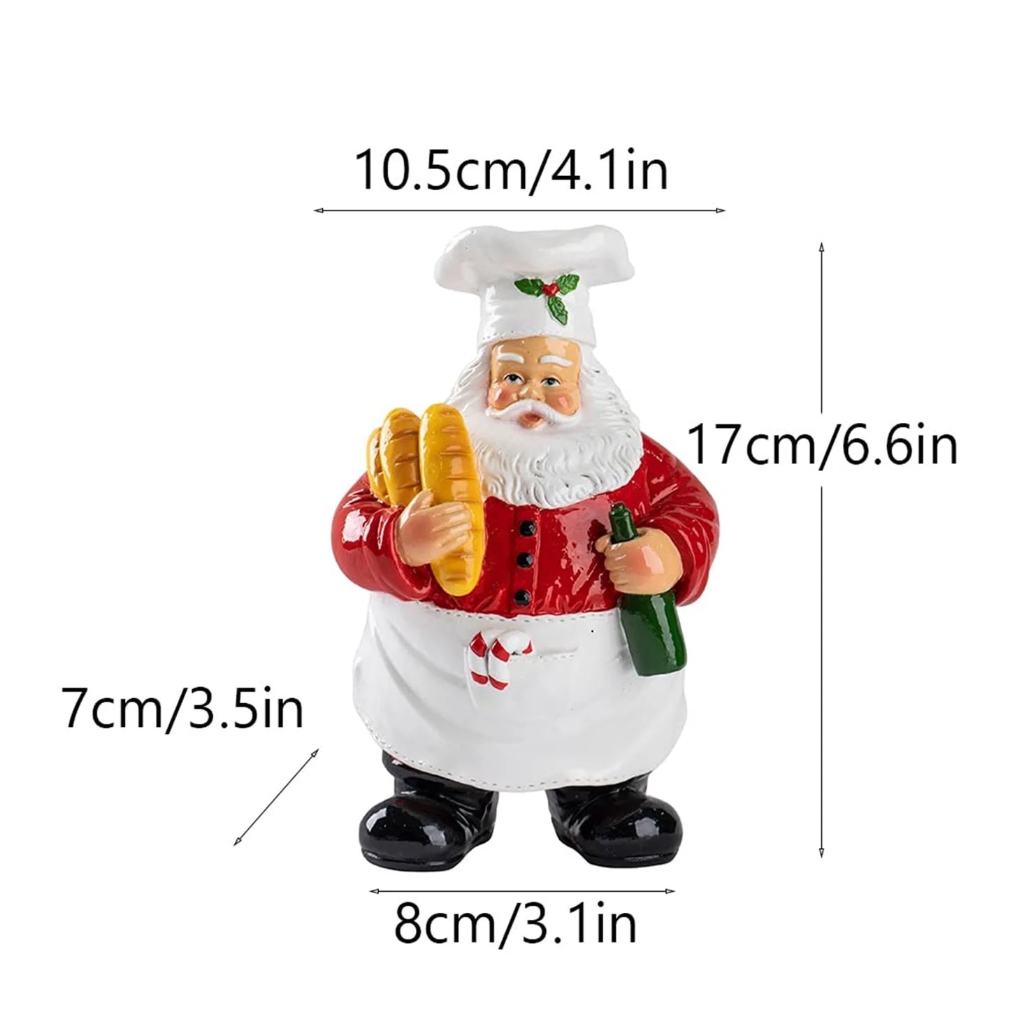 Christmas Chef Santa Claus Statue Holding Food Kitchen Desktop Ornament Holiday Gift For Friend Christmas Atmosphere Decoration