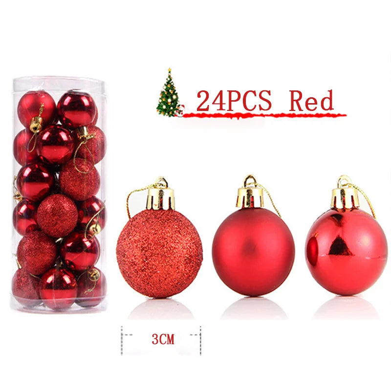24pcs Christmas Balls Christmas Tree Decoration Christmas Tree Ornaments Hanging Ball Christmas Tree Accessories Home Decoration